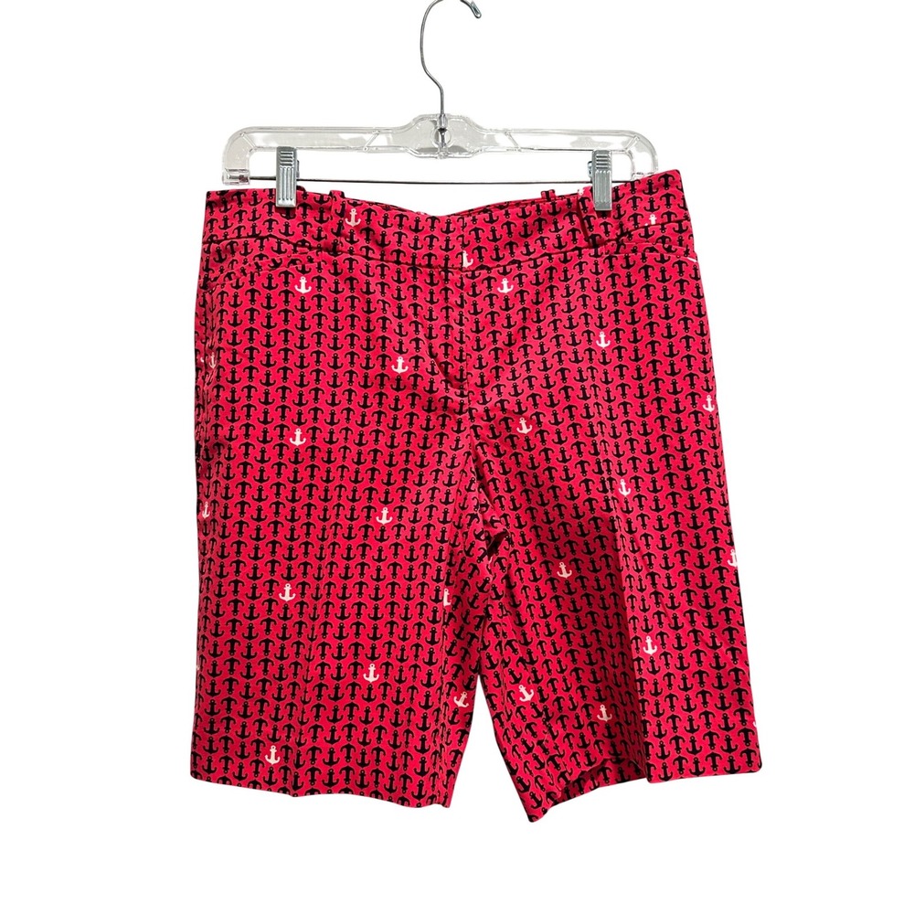 Talbots Anchor Printed Pink Bermuda Shorts 4P Cotton Preppy Casual Nautical
